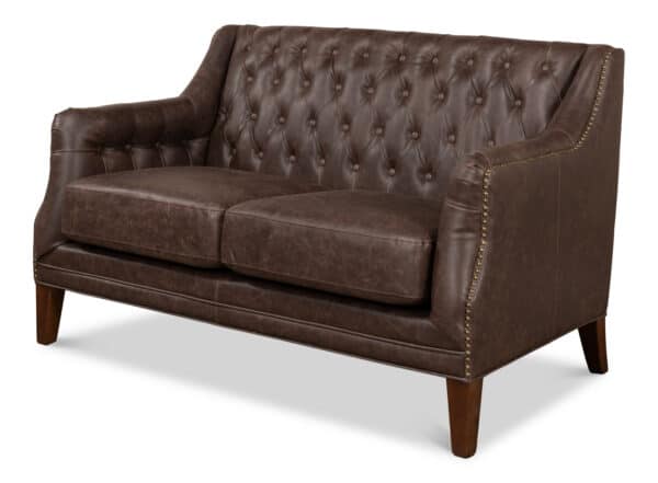 Brooks Leather Tufted Two Seat Sofa