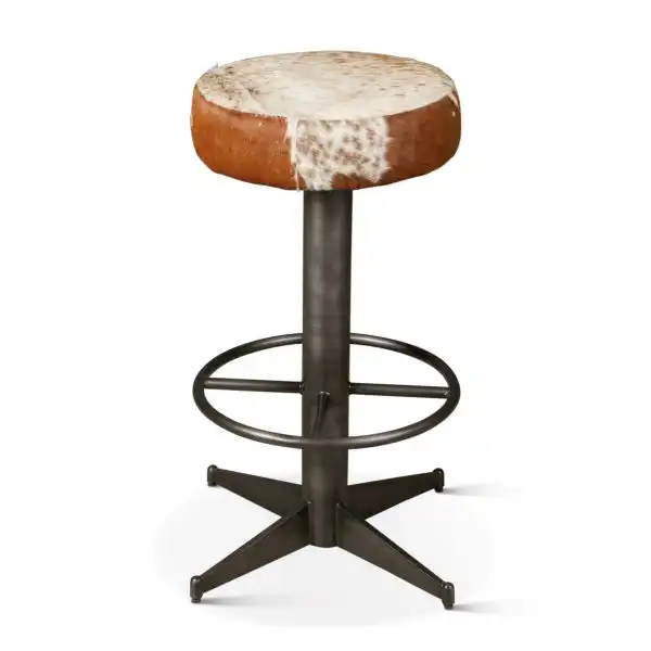 New York Leather/Iron Bar Stool