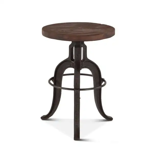 Industrial Teak Adjustable Reclaimed Wood Stool