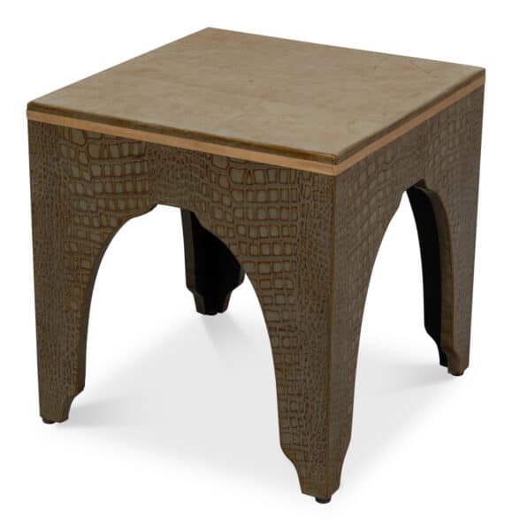 Croco Embossed Leather Stool