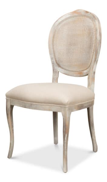 Oval Cane Back Side Chair, Qty of 2 - Grey Oak, Flax