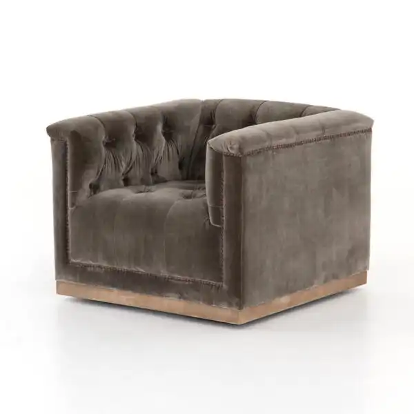 Maxx Swivel Chair - Sapphire Birch, Whitewash, Aged Bronze