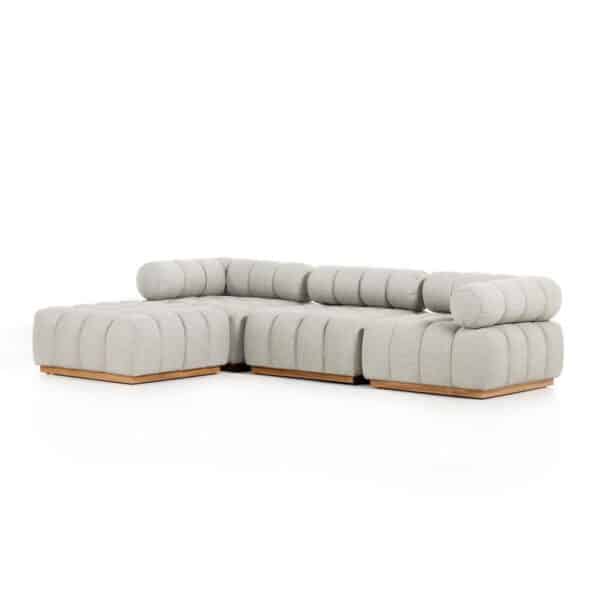 Roma Outdoor 3 Piece Sectional with Ottoman