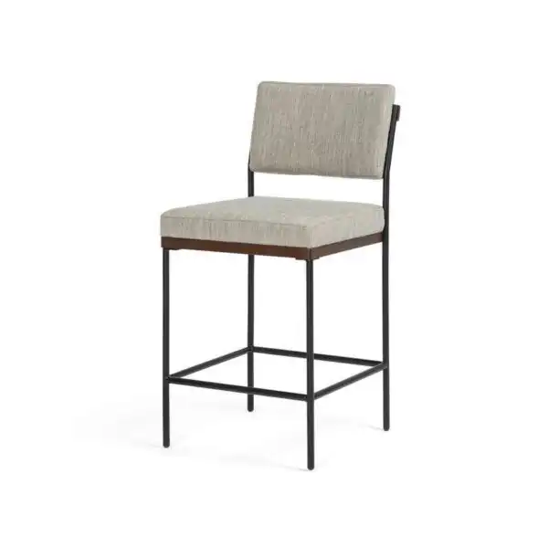 Benton Counter Stool - Savile Flannel, Almond, Midnight Iron