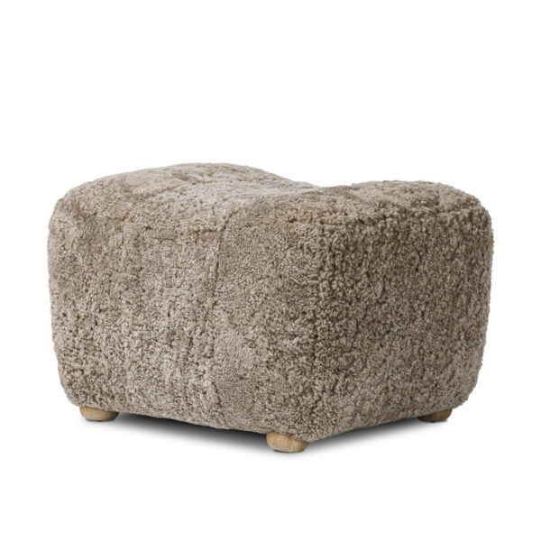 Oslo Ottoman - Taupe Shearling, Worn Oak