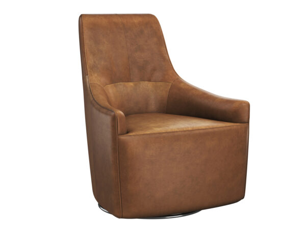 Carmine Leather Swivel Lounge Chair