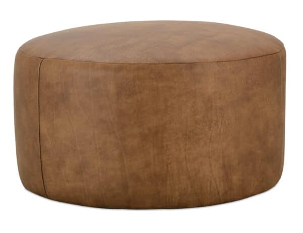 Cleo Leather Round Ottoman