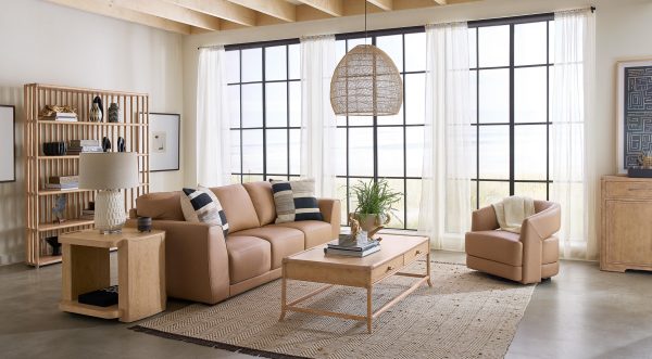Keys Sofa - Verona Biscotti, Dark Wood