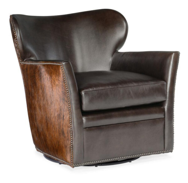 Kato Leather Swivel Chair - Debonair Espresso, Dark Brindle