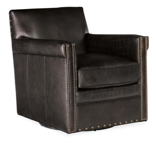 Potter Swivel Club Chair - Old Saddle Fudge, Old Saddle Fudge Crocodile