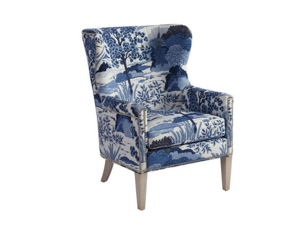 Avery Wing Chair - AA Combo Blue-White, Upholstered