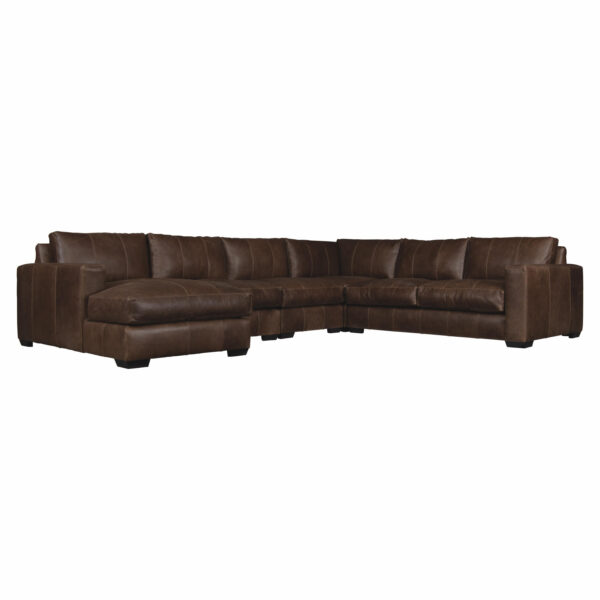 Dawkins Leather 5 Piece Sectional w/ Left Arm Chaise