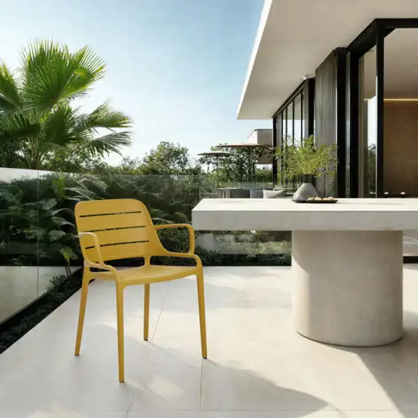 Jasper Outdoor Stacking Arm + Side Chair, Set of 4