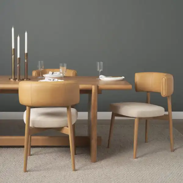 Motley Curve Leather Dining Chair, Qty of 2