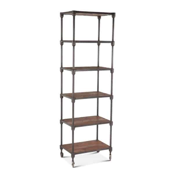 Industrial Teak Wide Bookshelf