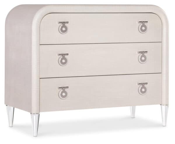 Melange Julip Accent Chest - Off-White Linen, Clear, Silver Chrome