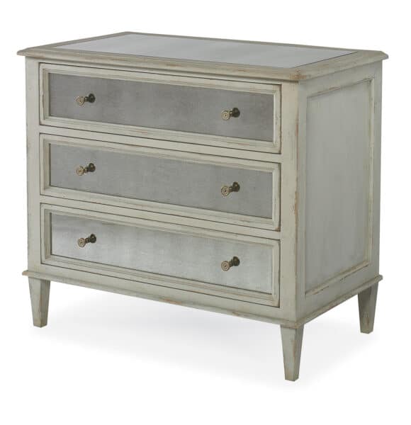 Madeline Nightstand - Acacia Solids, Antique Mirror