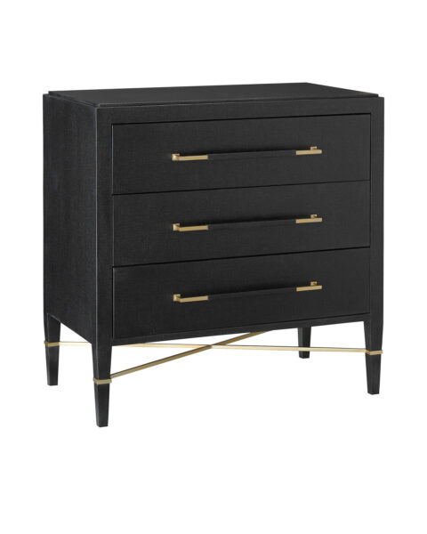 Verona Chest - Black Lacquered Linen, Champagne