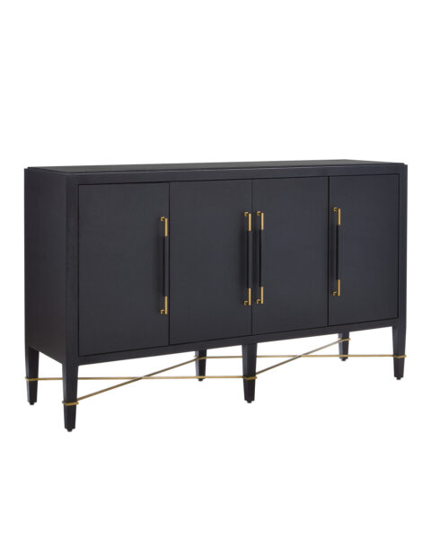 Verona Sideboard - Black Lacquered Linen, Champagne