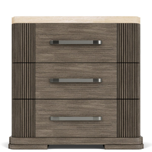 Sariel Three Drawer Nightstand - With Stone Top