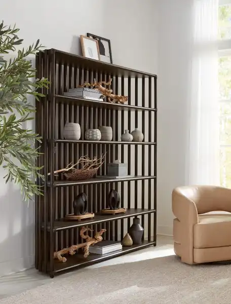 Retreat Slatted Bookcase - Black Sand