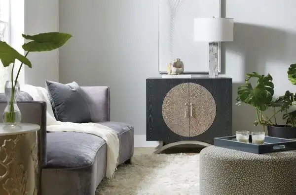 Melange Nolita Cabinet - Charcoal Black, Pewter, Brown Stain