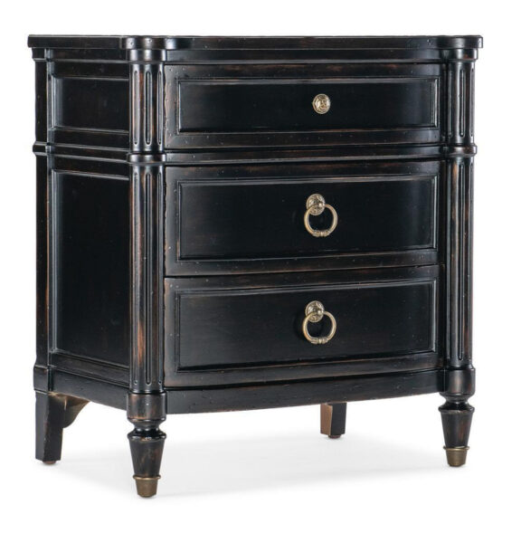 Charleston Three Drawer Nightstand - Black Cherry