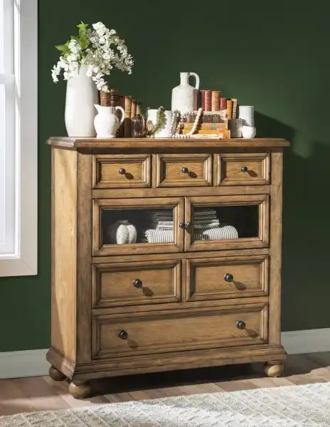Vintage Market Glass Door/Drawer Chest