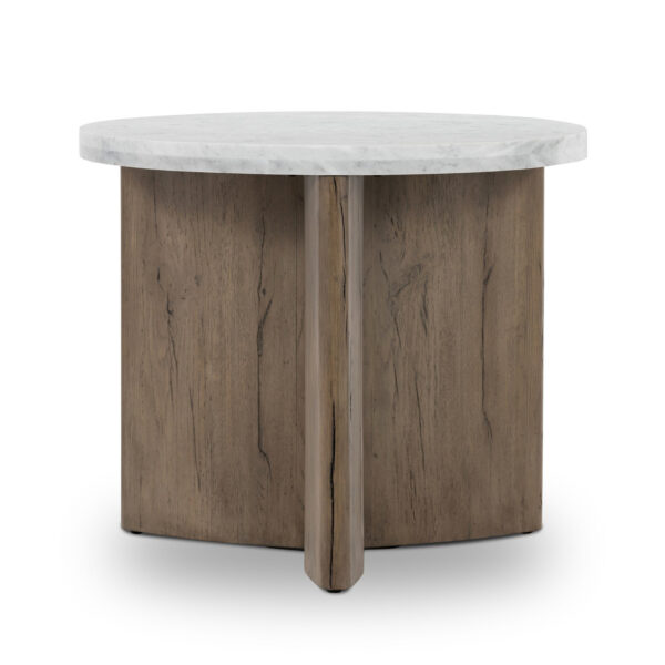 Toli End Table - Italian White, Rustic Grey Veneer