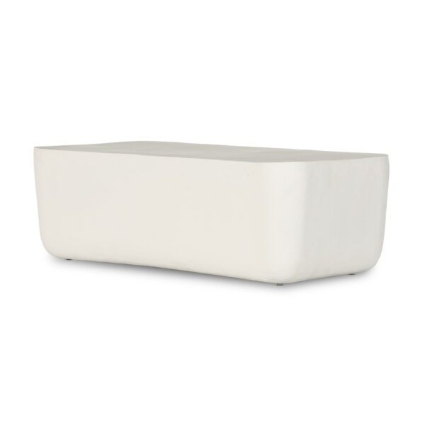 Basil Large Outdoor Rectangular Coffee Table - Matte White Cast