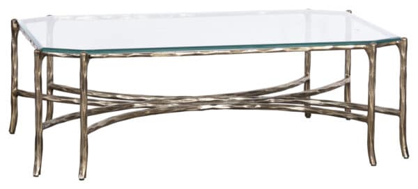 Monier Cocktail Table - Rectangle, Antique Gold, Clear