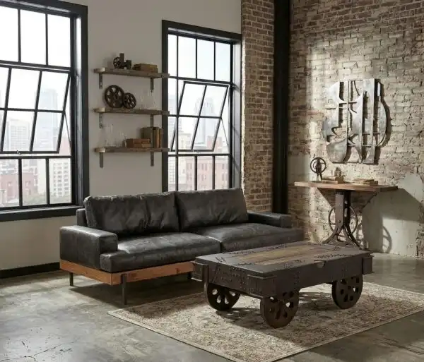 Vintage Industrial Wheeled Coffee Table