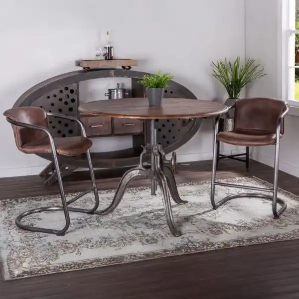 Industrial Loft Adjustable Round Dining Table