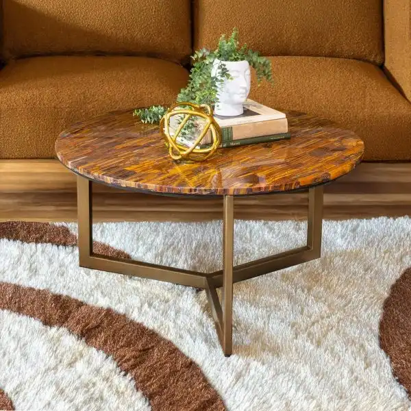 Calico Coffee Table with Iron Base