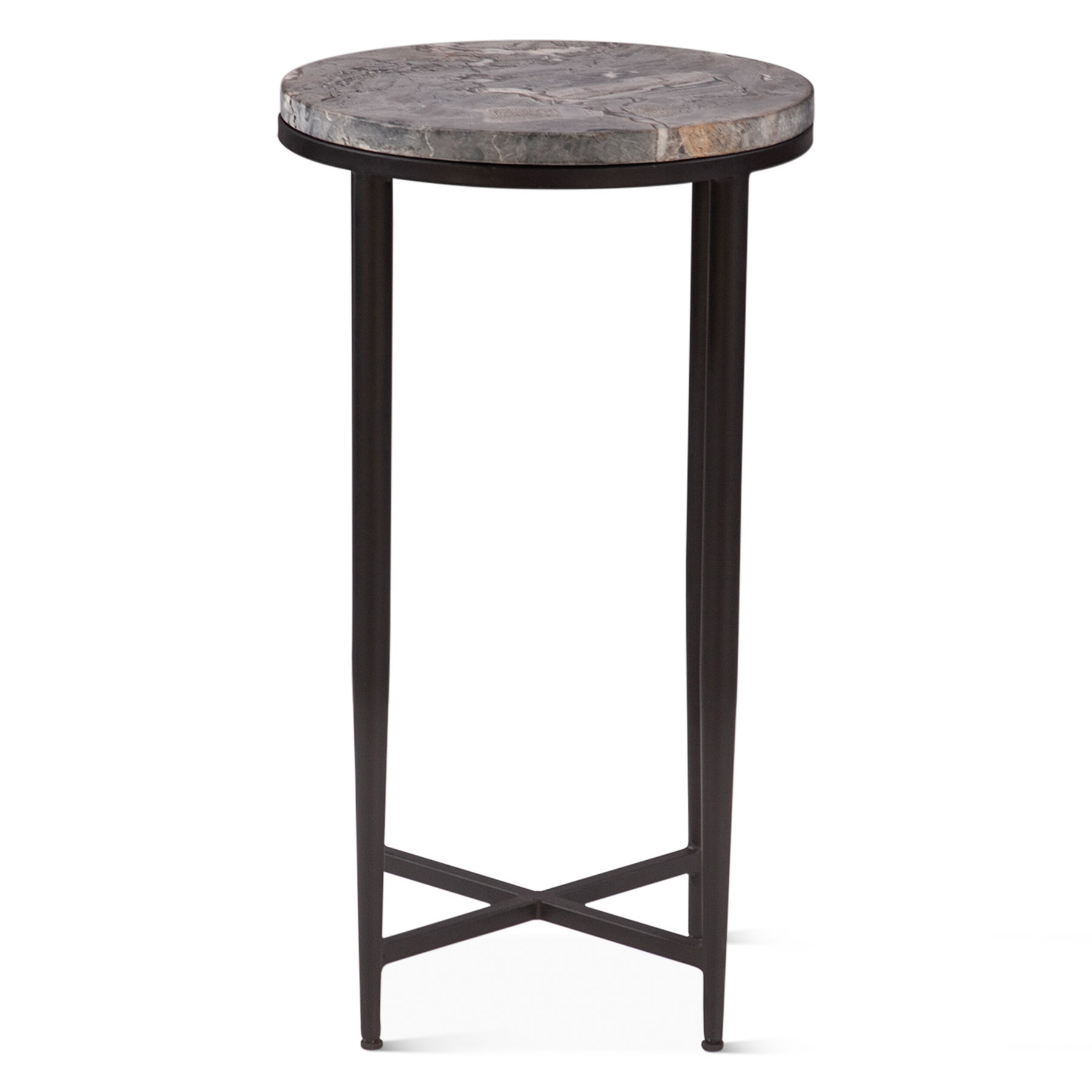 Calico Side Table with Iron Base