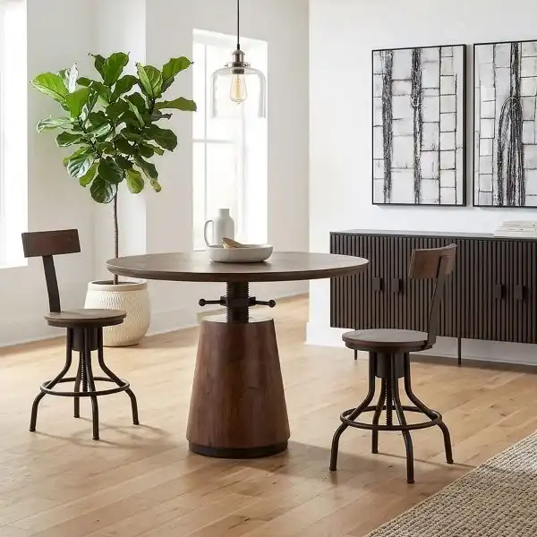 Industrial Modern Adjustable Round Dining Table