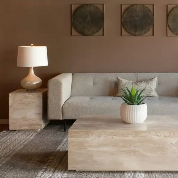 Nile Stone Drum Side Table