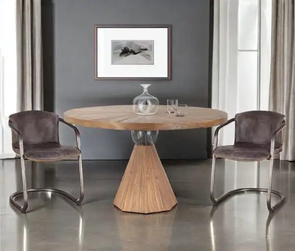 Eiffel Round Marble Dining Table with Oct Base