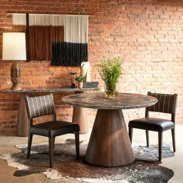 Vista Dining Table - 48"x48", Lava Marble