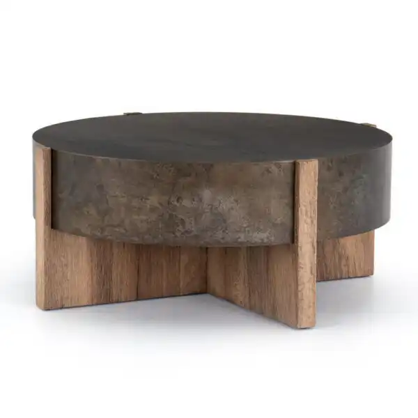 Bingham Coffee Table - Rustic Oak, Black, Distressed Iron