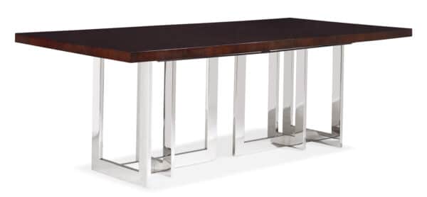 Milan Satin Walnut Dining Table with Metal Base