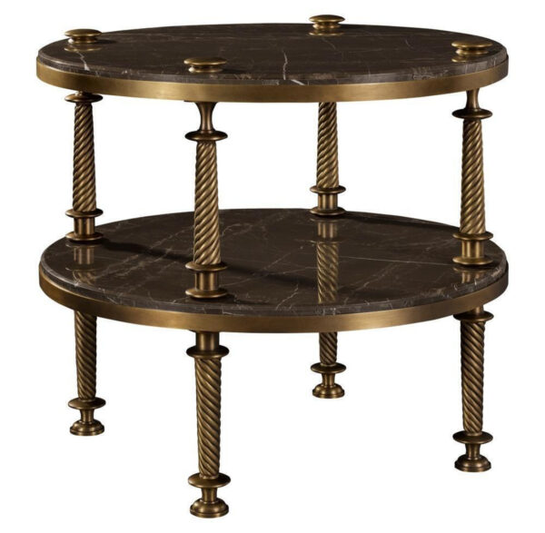 Watch Hill Round Side Table with Stone Top