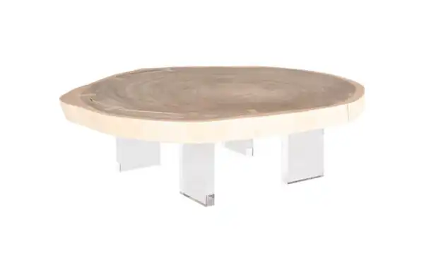 Floating Bleached Coffee Table with Acrylic Legs
