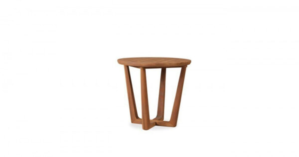Teak Round Sled Base End Table