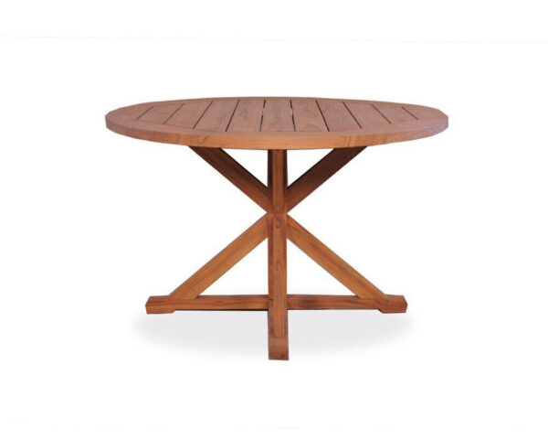 Teak Round Cross Base Dining Table