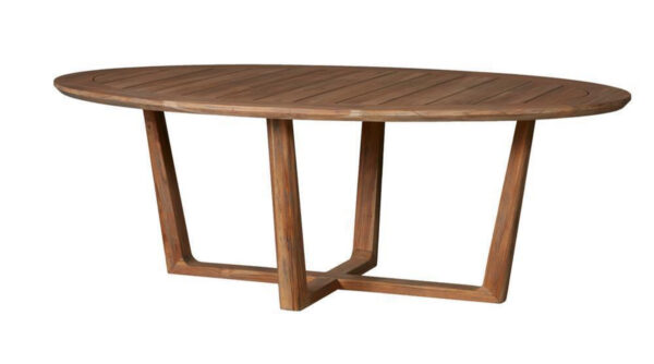 Teak Oval Sled Base Dining Table