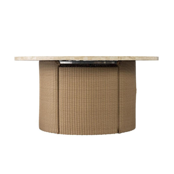 Round Fire Table with Gray Travertine Top