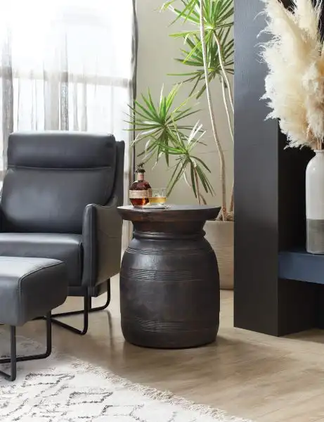 Big Sky Urn Spot Table - Distressed Black