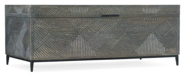 Commerce and Market Carved Chest Cocktail Table