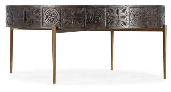 Commerce and Market Carved Round Cocktail Table